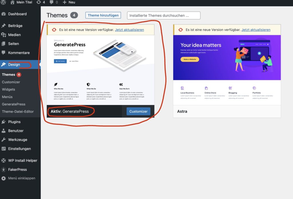 Theme herausfinden ueber das WordPress-Admin-Dashboard