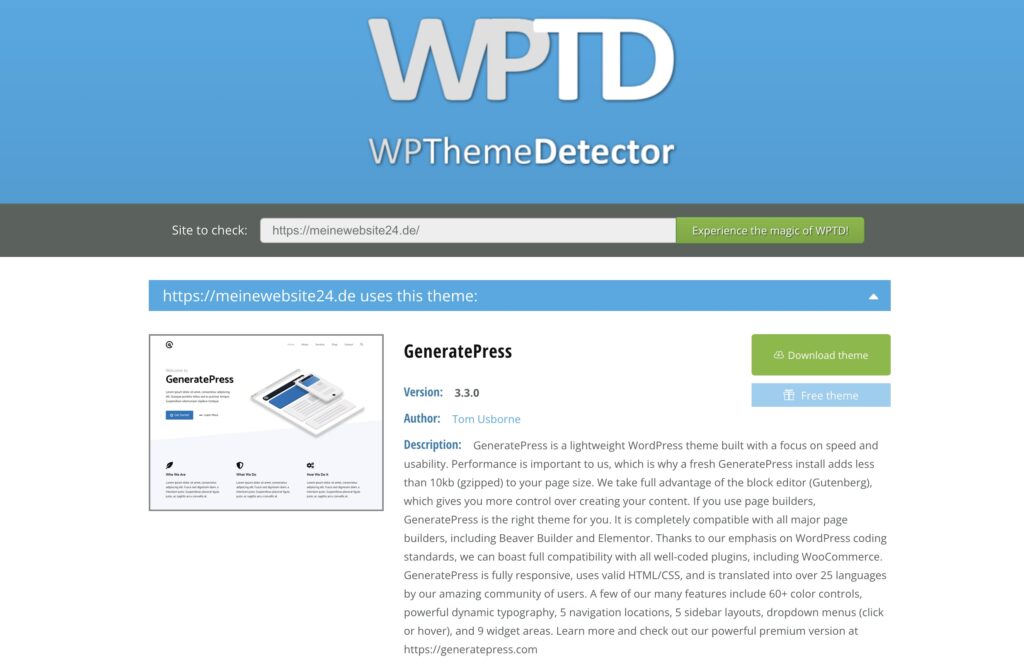 WordPress Theme Detoctor